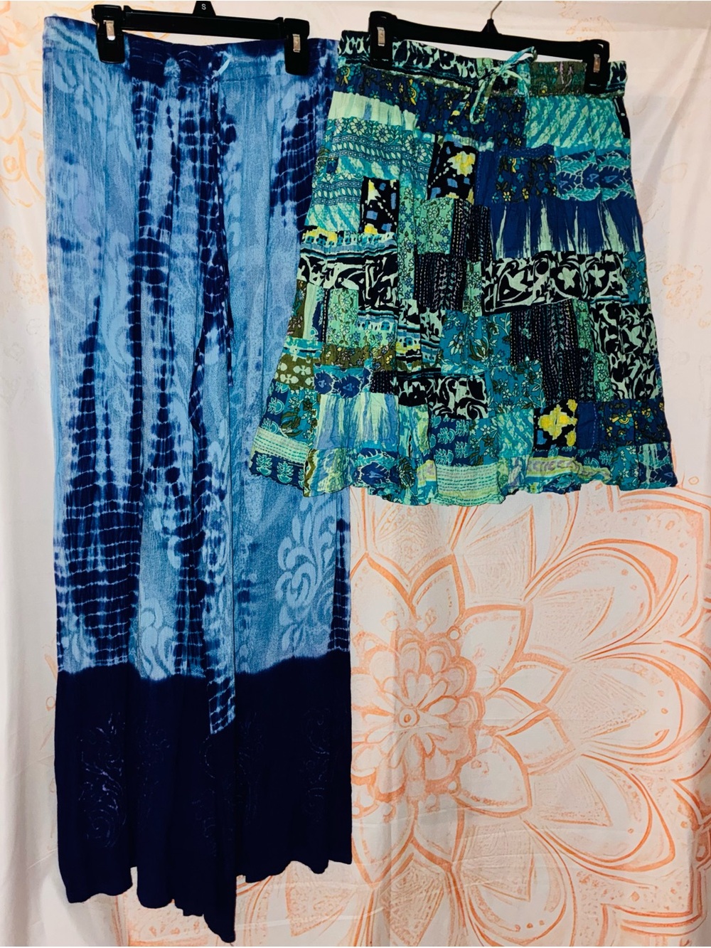 Advance Apparels Blue Tie-Dye Pants w/ Multi Colored Midi Skirt